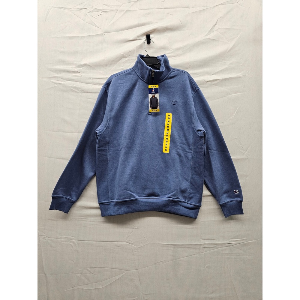 Champion Mens Blue Quarter‎ Zip Fleece Pullover Sweatshirt CPM254TL06 Medium NWT